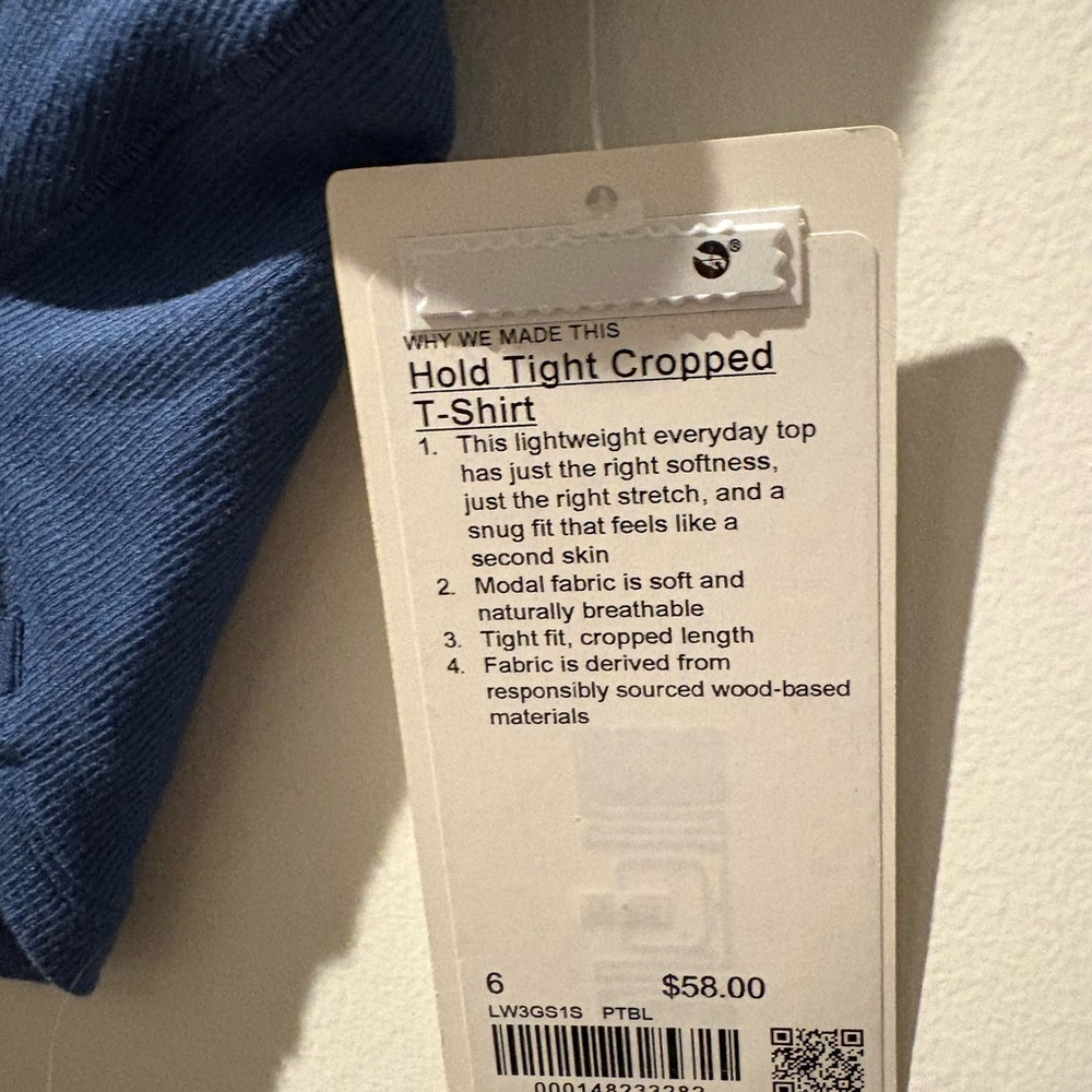 lululemon Navy Hold Tight Ribbed Cropped T-Shirt - NWT Size 6 - Picture 6 of 6